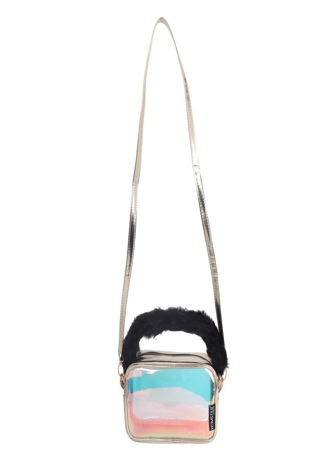 Hamster London Shiny Fur Handle Sling Bag for Girl's and Woman (Black, Size: 18X7X11 cm) - Image 1